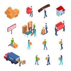 Canvas Print - Relocating and Delivery Icon Set 3d Isometric View. Vector