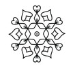 © Bhuvanesh S - Rangoli design concept of floral and love heart symbols isolated on white background