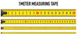 yellow measure ruler meter vector tape metric centimeter illustration on white background. one long straight line 100 cm size tool. stock construction instrument rule millimeter distance