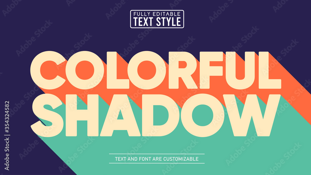 Retro Colorful Long Shadow Editable Text Effect Stock Vector | Adobe Stock
