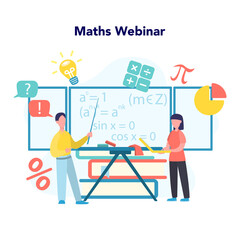 Wall Mural - online math webinar. learning mathematics in internet, idea