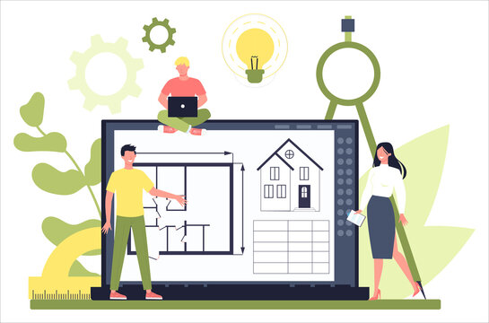 Online architecture platform on differernt device concept. Idea