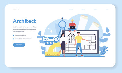 Fototapete - Architecture web banner or landing page. Idea of building project