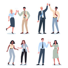 Wall Mural - Business people communication idea set. Business man and woman