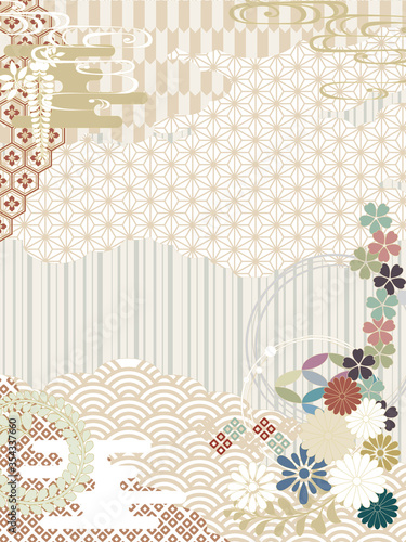 和柄背景素材レトロポップ日本シンプルフラット Canvas Print Risings