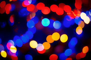 Colorful bokeh background. Blurred christmas celebration lights.