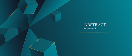Poster - Abstract green pyramid background cubes. Geometric modern pyramid graphic elegant green background cube vibrant gradient digital wallpaper, colorful vector texture smooth blurry glow abstract web map.