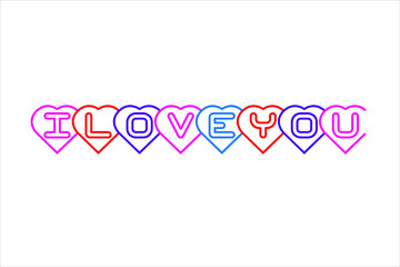 Colorful i love you text with white background.