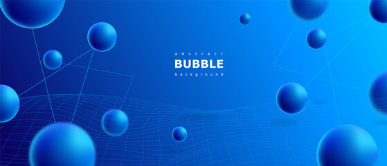 Poster - Blue bubble abstract background. Graphic modern abstract elegant blue background with bubble vibrant grid gradient wallpaper digital colorful vector texture smooth blurry glow web map.