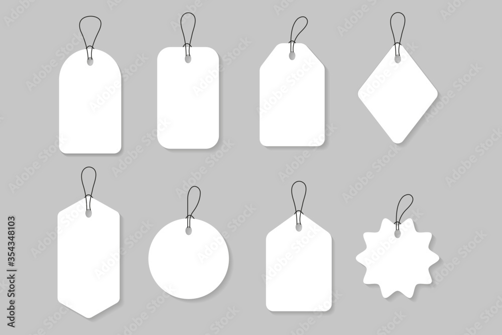 Blank White Paper Price Tags Or Gift Tags In Different Shapes Stock blank-white-paper-price-tags-or-gift-tags-in-different-shapes-stock