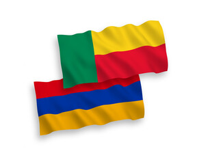 Flags of Armenia and Benin on a white background