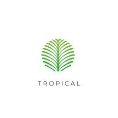 Wall Mural - Tropical Palm Leaf Luxury Logo Design Icon Vector Illustration