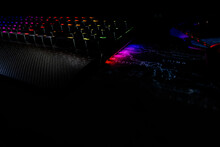 Back Lighted Computer Gaming Keyboard With RGB Gradient Colors, Black Space For Putting Text