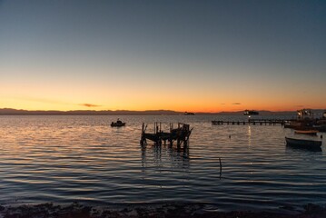 Sticker - Ships on the water during a sunset in the sky