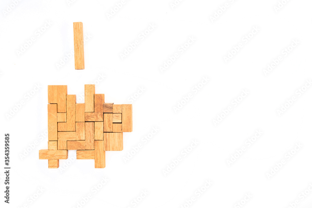 Geometric shapes in top view, creative and logical thinking concept.