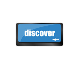 Poster - word discover on computer keyboard enter key