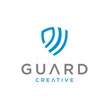 Shield Letter M Logo Line Design Template. protection. Guard. security and Secure Initial M Logo Icon