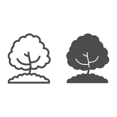 Poster - Tree line and solid icon, nature concept, Young tree growing in the ground sign on white background, Oak silhouette icon in outline style for mobile concept and web design. Vector graphics.