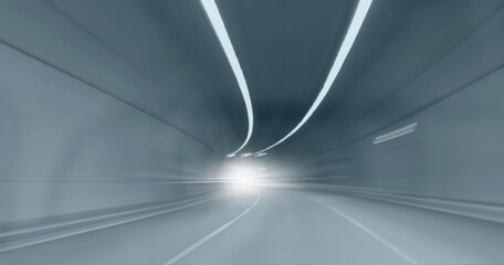 Wall Mural - Highway road tunnel with car light 