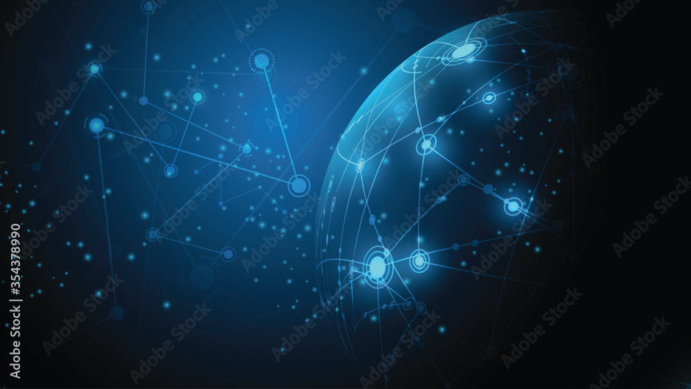 Global network connection World map abstract technology background ...