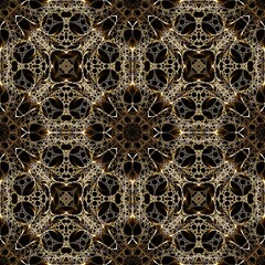 Seamless pattern of a decorative and mathematical gold colored fractal