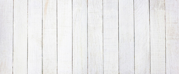 Wall Mural - Empty plank white wooden wall texture background