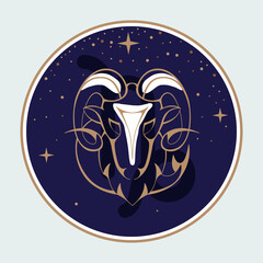 Modern magic witchcraft card with astrology Capricorn zodiac sign. Capricorn logo design