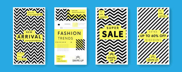 Poster - Trendy geometric template for social networks stories. Modern sale promo banner for phone app vector design. Best discount offer poster.
