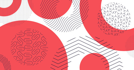 Aufkleber - Trendy geometric shapes background. Simple illustration with memphis pattern. Abstract backdrop.