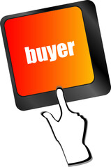 Poster - buyer button on keyboard key - business concept