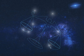 Wall Mural - zodiac sign libra constellation stars in outer space with libra lines. elements of this image were f