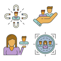 Poster - Customer retention icon set. Outline set of customer retention vector icons for web design isolated on white background