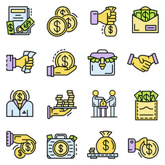 Wall Mural - Bribery icon set. Outline set of bribery vector icons for web design isolated on white background