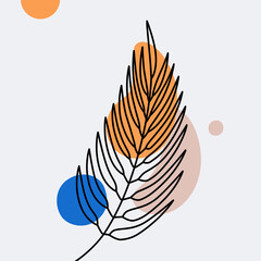 Aufkleber - Vector abstract design templates and illustration in minimal linear style - minimalistic modern art - monstera leaf - abstract t-shirt print  - beauty and fashion concept