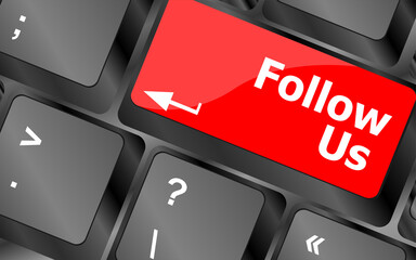 Poster - Social media concept: Keyboard with Follow Us button