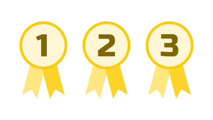 Poster - Top Three 1st 2nd 3rd Winner Badge Award Icons with Ribbon. Vector Image