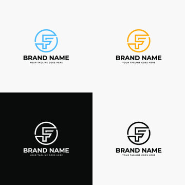 Creative line circle Initial F letter logo and symbols template vector icons design. Abstract minimalist corporate business letter f logo design. Line art style logo design.