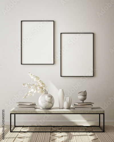 Cuadros en Lienzo mock up poster frame in modern interior background, living room, Scandinavian st