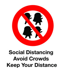 Wall Mural - Keep Your Distance at Least 1,5 Metres Or 6 feet Icon. Round Social Distancing Instruction Sticker Icon. Vector Image