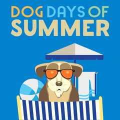 Wall Mural - Dog days of summer comic cartoon vector poster