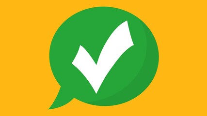 Poster - animation of checkmark icon.  4k video on green background Check,tick; yes; vote