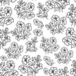 Floral seamles graphic design black and white print pattern.