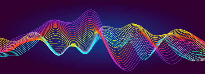 Poster - Music abstract background. Equalizer for music. Abstract digital wave of particles. Vector illustration