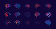 © artyway - Set of abstract dots and lines brain logotypes concept. Logo for science innovation, machine learning, ai, medical research, new technology development, human brain health, it startup.