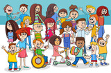Fototapeta  - children and teens cartoon characters group