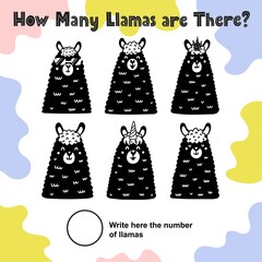 Canvas Print - How many llamas are there. Count and write the number