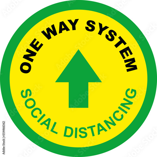 Fotografía One Way System Shop Floor Sign for Coronavirus Covid 19 Social Distancing Quaran