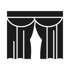 Poster - house curtains icon, silhouette style