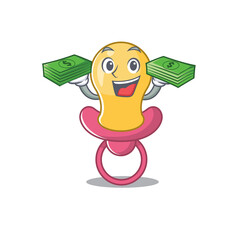 Poster - A wealthy baby pacifier cartoon character with much money