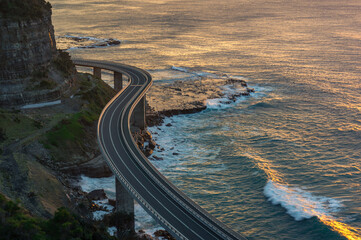 Sticker - Bridge between sea and mountain cliffs. Seacliff bridge in Australia